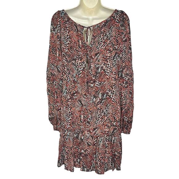 NICHOLAS Devan gathered snake-print crepe mini dress in Burgundy NWT Size 4 - Picture 6 of 11